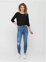 Oferta de Calças de ganga skinny de cintura alta com detalhes rotos por 26,99€ em Venca