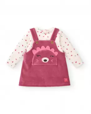 Oferta de Pichi com camiseta para meninas na cor rosa com desenho de ouriço e estampa geométrica coleção Hedgehog Fores por 48,99€ em Tuc Tuc