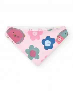 Oferta de Babador bandana para menina na cor rosa com ouriço e estampa de flores Coleção Hedgehog Forest por 9,99€ em Tuc Tuc