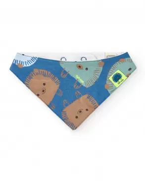 Oferta de Babete bandana para menino em azul com estampa de ouriço Coleção Hedgehog Forest por 9,99€ em Tuc Tuc