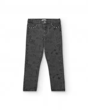 Oferta de Coleção Jeggings Cinza Escuro com Design de Texto Rebel Dreamers por 31,99€ em Tuc Tuc