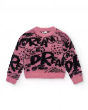 Oferta de Suéter com pele sintética e estampa graffiti na coleção Rebel Dreamers rosa e preto por 37,99€ em Tuc Tuc