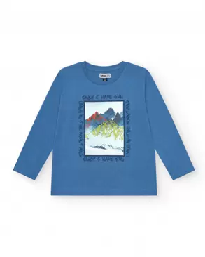 Oferta de Camiseta azul com estampa de montanha para meninos da coleção Made for Adventure por 13,99€ em Tuc Tuc