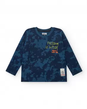 Oferta de Camiseta azul com estampa camuflada e mensagem para meninos da coleção Made for Adventure por 16,99€ em Tuc Tuc