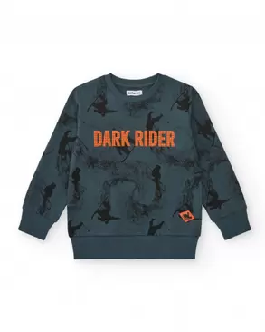 Oferta de Moletom estampado azul escuro para meninos da coleção Dark Rider por 22,99€ em Tuc Tuc