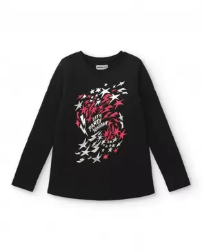 Oferta de Camiseta negra con estampado de estrellas para niña de la colección Dive into the night por 11,99€ em Tuc Tuc