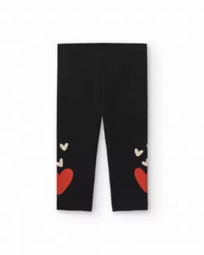 Oferta de Leggings infantil em preto com estampa de corações coleção Cartoon Calling por 17,99€ em Tuc Tuc