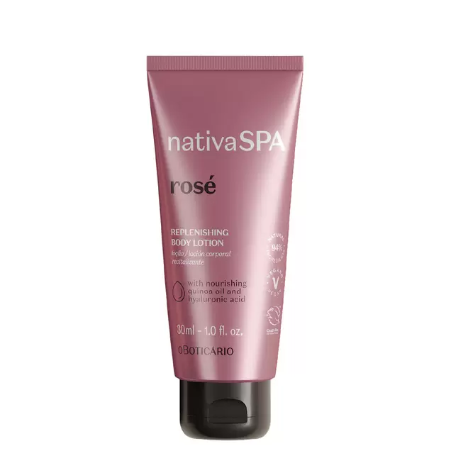 Oferta de Mini Loção Revitalizante Corporal Nativa Spa Rosé, 30ml por 2,1€ em O Boticário