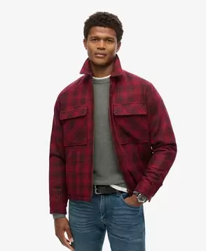 Oferta de Surplus Wool Check Zip Through Overshirt por 99,99€ em Superdry