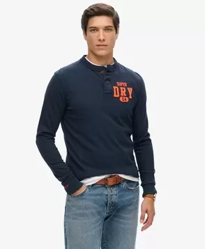 Oferta de Vintage Athletic Long Sleeve Grandad Top por 44,99€ em Superdry