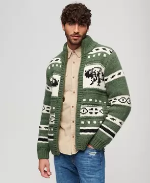 Oferta de Chunky Knit Patterned Zip Through Cardigan por 134,99€ em Superdry