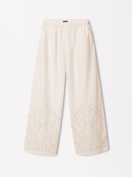 Oferta de Online Exclusive - Embroidered Cotton Pants por 25,99€ em Parfois