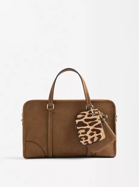 Oferta de Tote Bag With Double Closure And Leopard Print Leather Detail por 32,99€ em Parfois