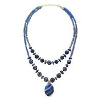 Oferta de Blue Stones Necklace w/ Golden Details & Pendant por 112€ em Pedra Dura