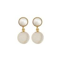 Oferta de Golden Earrings w/ Grey Druzy & Pearl por 32€ em Pedra Dura