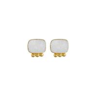 Oferta de Golden Earrings w/ White Rainbow Stone por 24,8€ em Pedra Dura