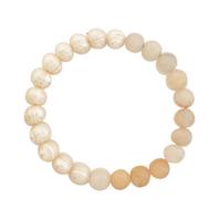 Oferta de Freshwater Pearls Bracelet w/ Salmon Glass Beads por 19€ em Pedra Dura