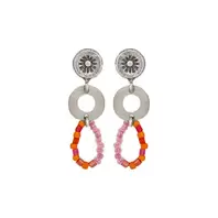 Oferta de Silver Plated Earrings w/ Orange & Pink Glass Beads por 32€ em Pedra Dura