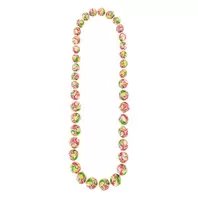 Oferta de Green & Pink Wooden Decoupage Necklace w/ Pearls por 38€ em Pedra Dura