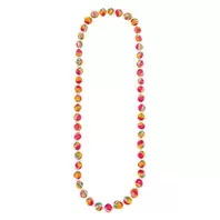 Oferta de Yellow & Pink Wooden Decoupage Necklace W/ Pearls por 34€ em Pedra Dura