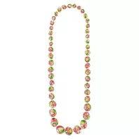 Oferta de Green & Pink Wooden Decoupage Necklace W/ Pearls por 38€ em Pedra Dura