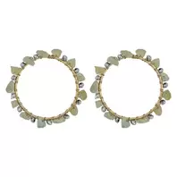 Oferta de Golden Earrings w/ Green Natural Stones & Grey Beads por 39€ em Pedra Dura