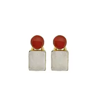 Oferta de Golden Earrings w/ White Druzy por 36€ em Pedra Dura