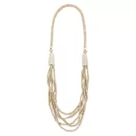 Oferta de Beige Necklace w/ Multiple Strands & Natural Stones por 54€ em Pedra Dura