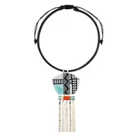 Oferta de Black Necklace w/ Resin & Mother of Pearl Pendant por 64€ em Pedra Dura