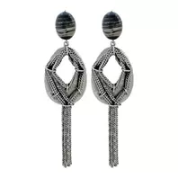 Oferta de Silver Plated Earrings w/ Natural Stone & Chains por 54€ em Pedra Dura