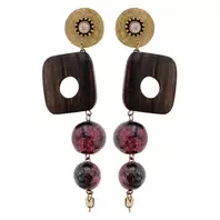 Oferta de Golden Earrings w/ Decoupage & Wood por 44€ em Pedra Dura