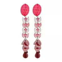 Oferta de Silver Plated Earrings w/ Pink Crystals & Sequins por 42€ em Pedra Dura