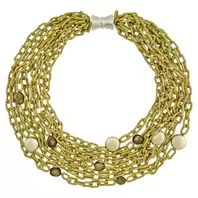 Oferta de Green Chains Necklace w/ Freshwater Pearls & Silver Plated Details por 77€ em Pedra Dura