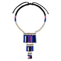 Oferta de Multicolored Necklace w/ Pendant & Sisal String por 52€ em Pedra Dura