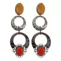 Oferta de Brown Natural Stone Earrings w/ Crystals por 58€ em Pedra Dura