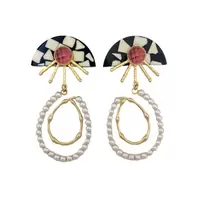 Oferta de Gold Plated Earrings w/ Pink Natural Stone & Resin por 47€ em Pedra Dura