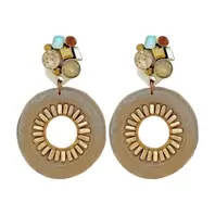 Oferta de Gold Plated Earringsw/ Multicolored Crystals & Resin por 54€ em Pedra Dura