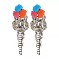 Oferta de Silver Plated Earrings w/ Multicolored Pieces por 56€ em Pedra Dura