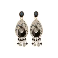 Oferta de Golden Earrings w/ Natural Stone & Black Glass Beads por 46,8€ em Pedra Dura