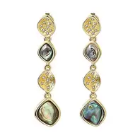 Oferta de Gold Plated Earrings w/ Cubic Zirconia Stone & Abalone Shell por 42€ em Pedra Dura