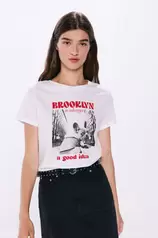 Oferta de T-shirt gráfica de algodão com manga arredondadas por 5,99€ em Springfield