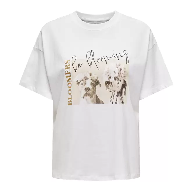 Oferta de ONLY T-SHIRT QUEEN LIFE BRIGHT WHT/DOGS por 19,99€ em Sportino