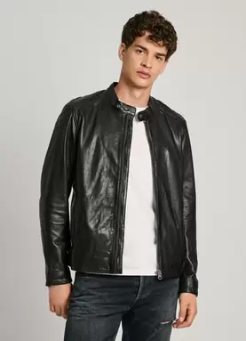 Oferta de LEATHER BIKER JACKET por 204€ em Pepe Jeans