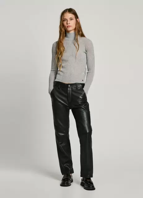 Oferta de STRAIGHT LEATHER TROUSERS por 220€ em Pepe Jeans