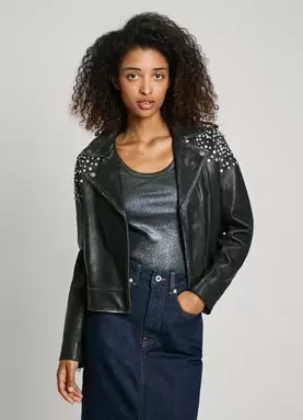 Oferta de LEATHER BIKER JACKET por 360€ em Pepe Jeans