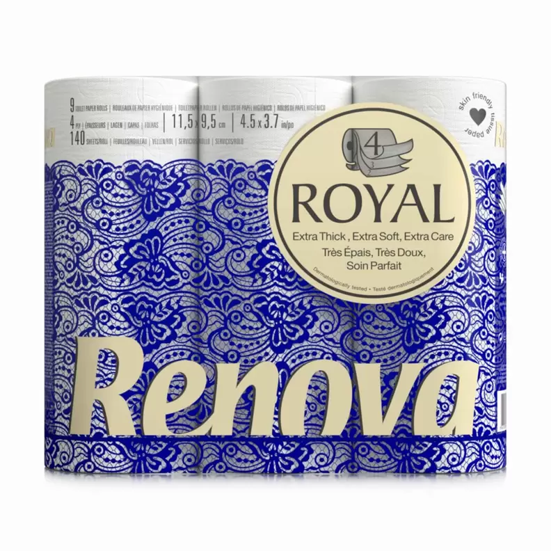 Oferta de Papel Higiénico 4 Folhas Royal Renova - 9 rolos por 5,39€ em Pingo Doce