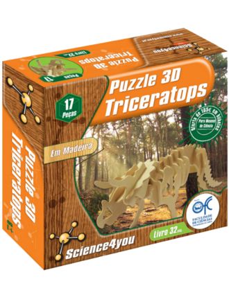 Oferta de Puzzle 3D em madeira - Triceratops por 8€ em Science4you