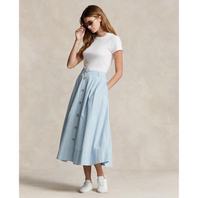 Oferta de Button-Front Chambray Skirt por 299€ em Ralph Lauren