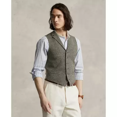 Oferta de Wool Herringbone Tweed Waistcoat por 599€ em Ralph Lauren