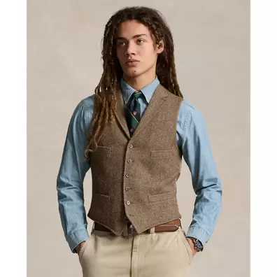 Oferta de Herringbone Wool Waistcoat por 599€ em Ralph Lauren